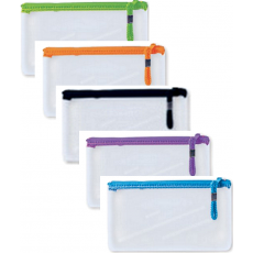 Treeline 22cm Clear Pencil Bag with assorted colour zips